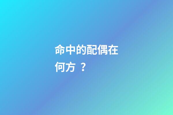 命中的配偶在何方？